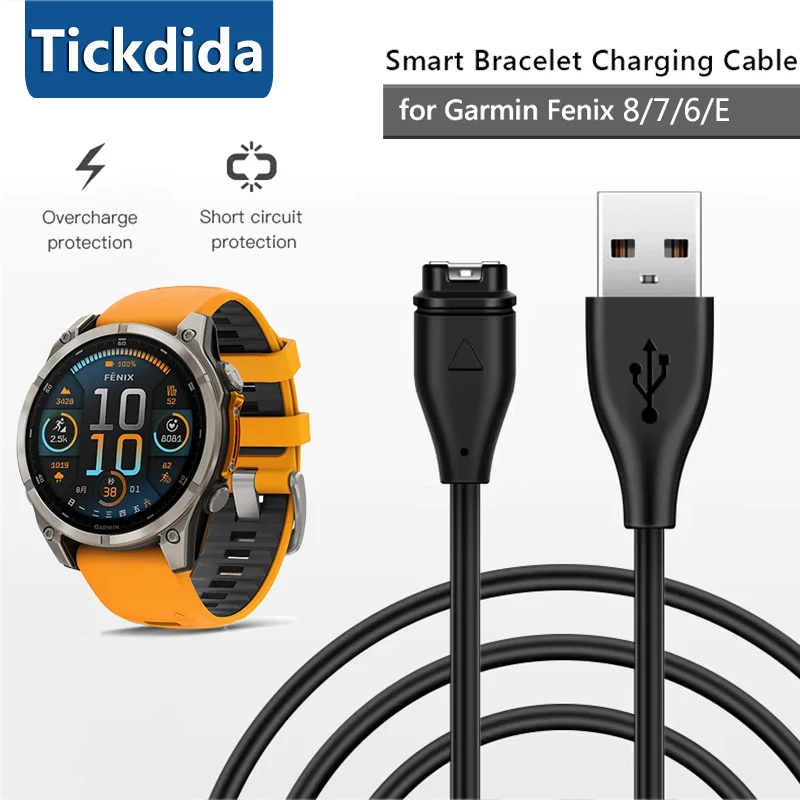 1M/3.3FT USB Charging Cable for Garmin Fenix 8 7 7S 7X 6 6S 6X 5 5X 5S Plus Vivoactive 3 Forerunner 965 955 265 255 Charger Dock watch charging adapter