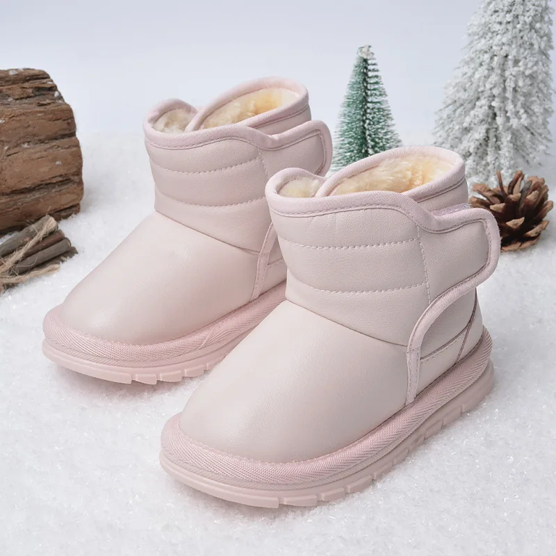 

Winter Boots for Kids Cotton Shoes Fashion Pu Leather Waterproof Outdoor Infant Girls Boys Snow Boots