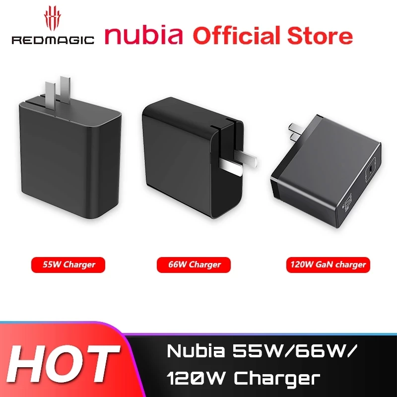 

100% Original Nubia 165W PD Quick Charger Power Adapter 80W PD Fast Charger Nubia 120W GaN Quick Charger
