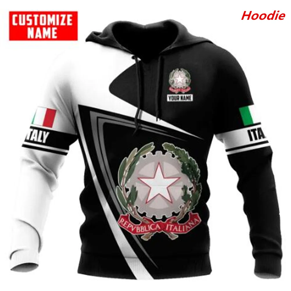 

Personalized Name Italy Flag Coat of Arm 3D Printed Men's Zip Hoodie Unisex Autumn Hoodie Fashion Street Casual Sweatshirt C0026