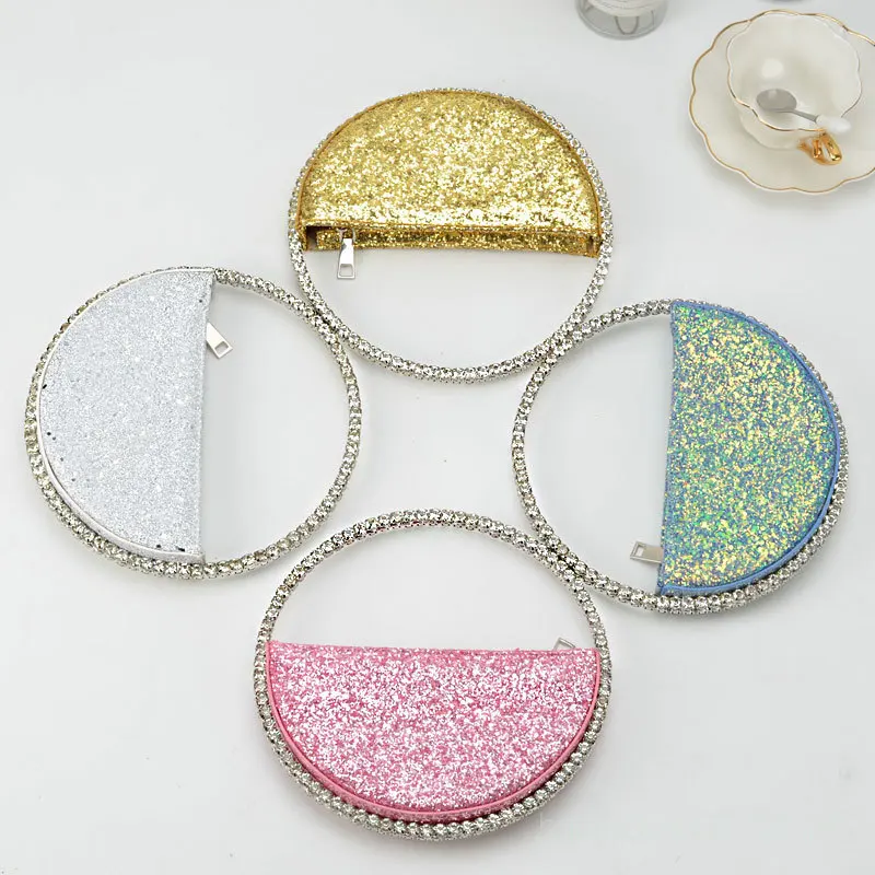 Women Sequined Round Heart-shaped Clutch with Rhinestones Rhinestone Dinner Bag Clutch for Party Wedding Banquet Cocktail Party