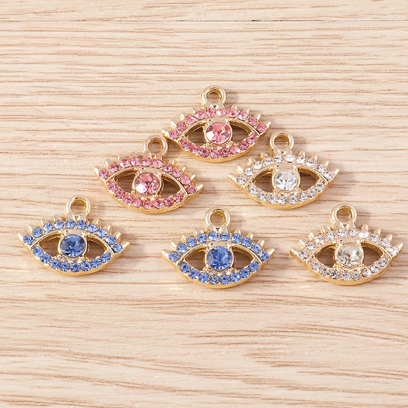 10 Stück 17 x 13 mm niedliche Kristall-Anhänger mit bösem Blick für Schmuckherstellung, Tropfenohrringe, Halsketten, Armbänder, DIY-Bastelzubehör – Detail 6
