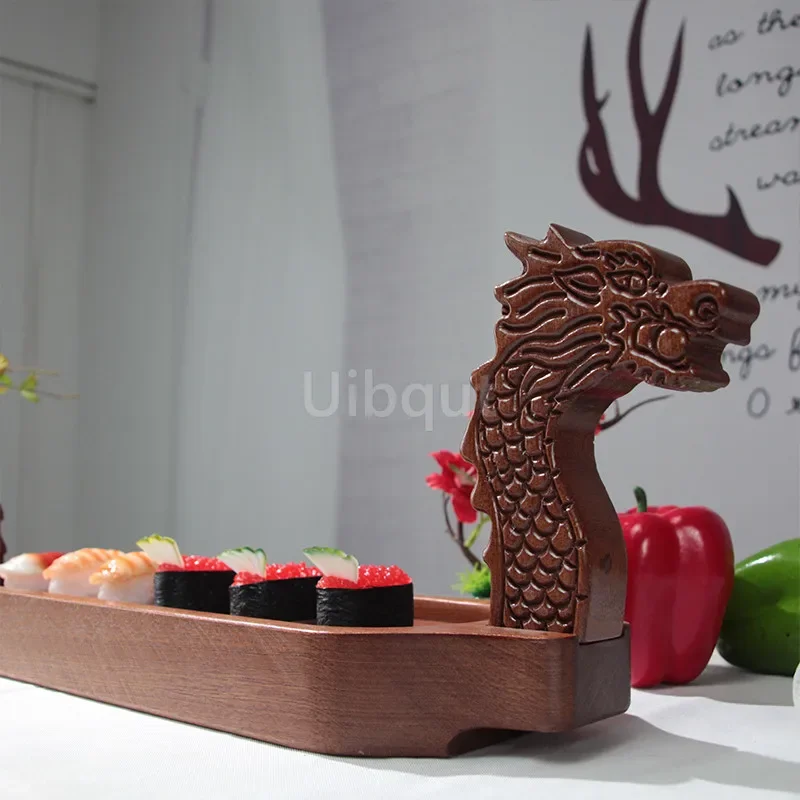뷔페 해물 플래터 테이블 접시, 창의적인 요리, 도시락 보트, 초밥 매트, 오니기리, 나무 드래곤 보트, 드라이 아이스 바다 느낌 보트