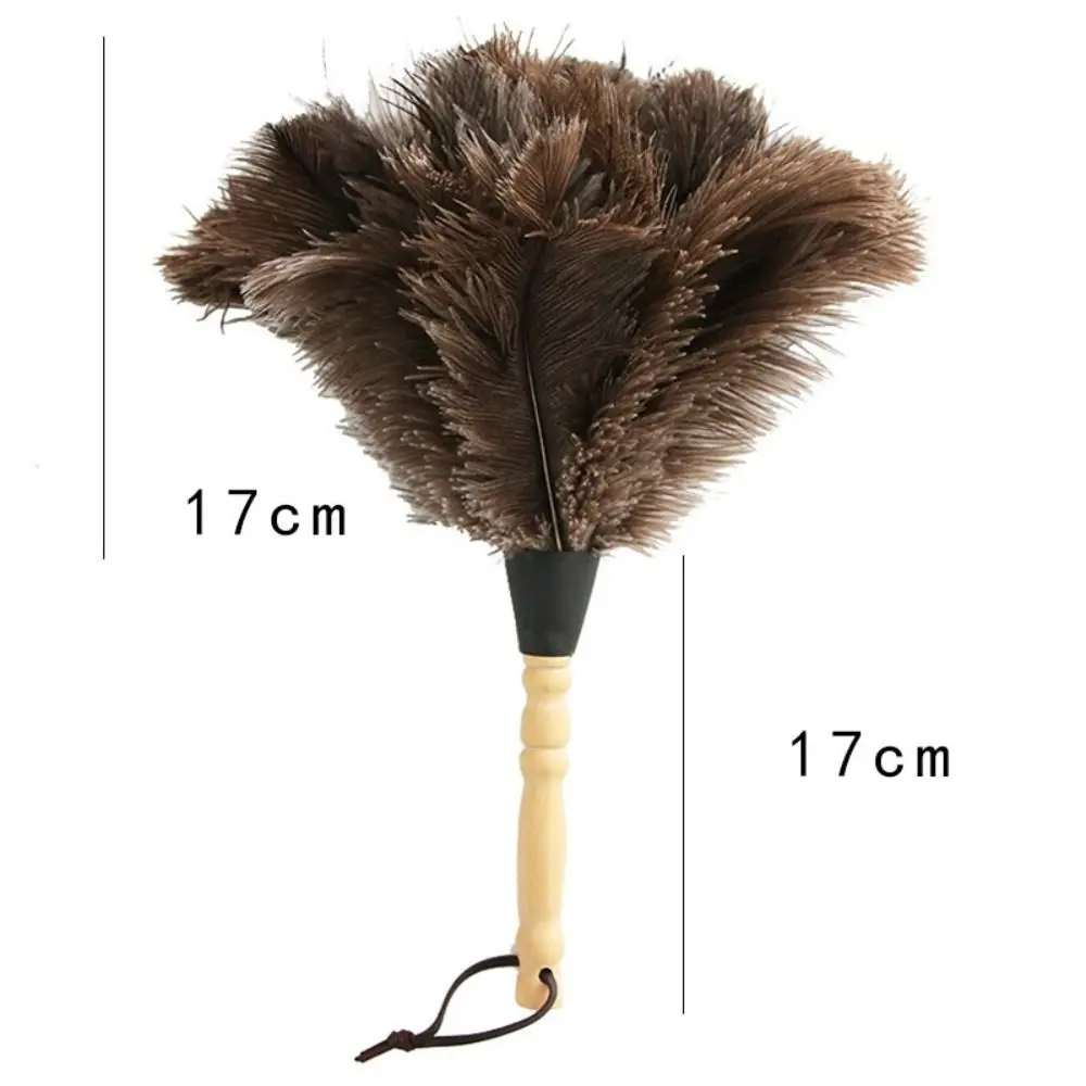 Dust Removal Ostrich Feather Brush Wooden Hand Household Car Clean Feather Duster Anti-Static Vehicle Dust Removal Cleaning Tool feather duster