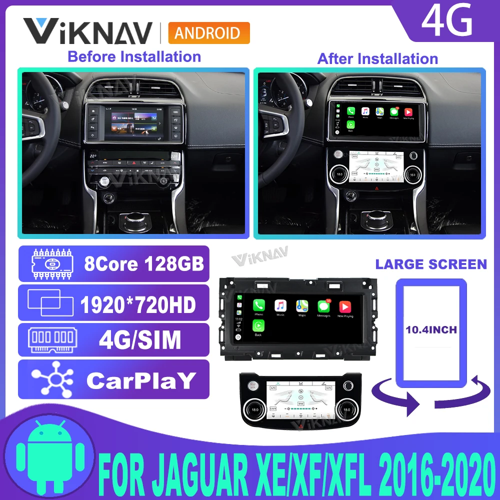 

Android Auto Car Radio Player For Jaguar XFL XE XF 2016-2019 carplay Multimedia Player Head Unit GPS Navigation and AC screen