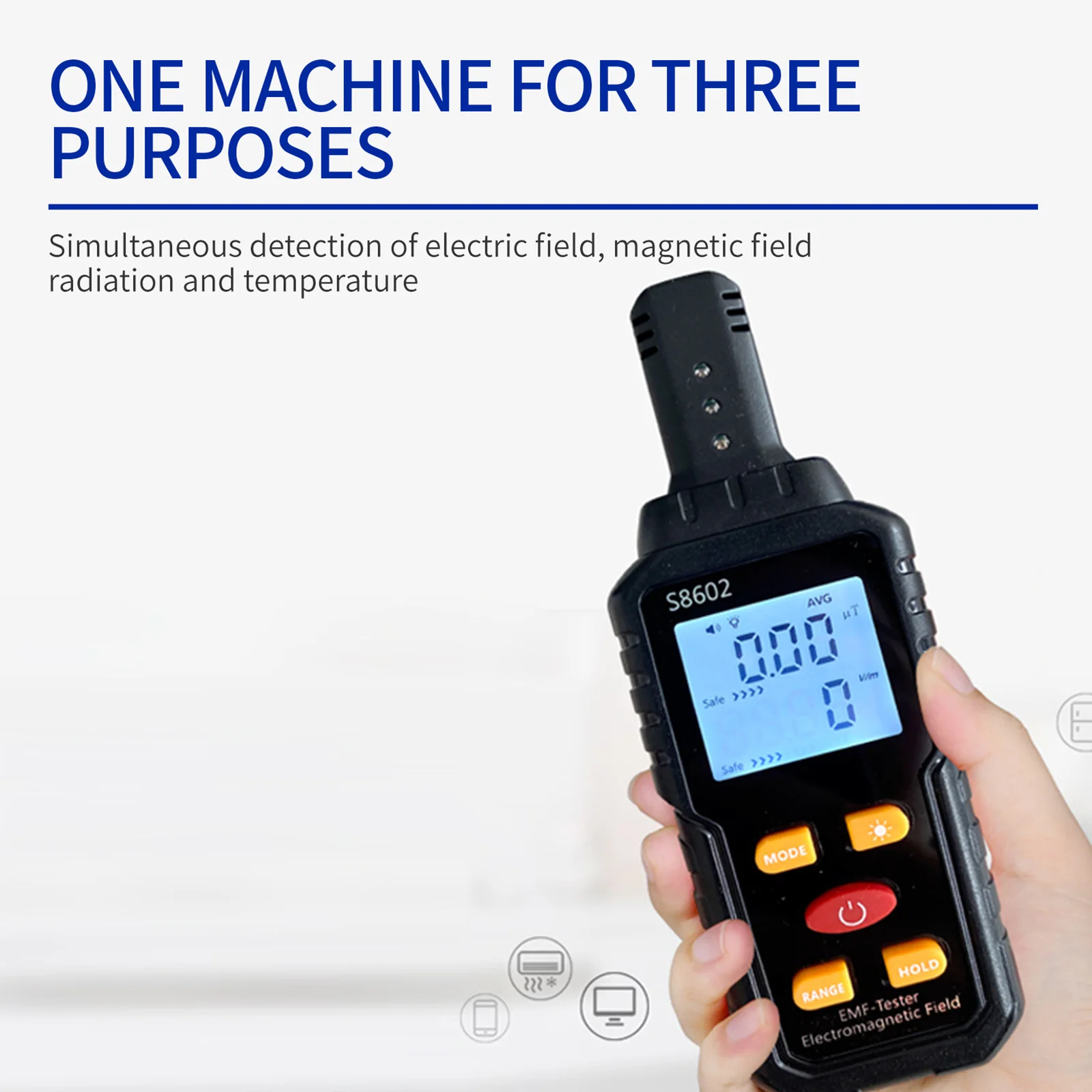 3 in 1 Smart Digital Electromagnetic Field Radiation Detector Tester Emf Meter Counter Emission Dosimeter Computer Radiation Detector Emf Meter Tester