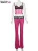 Weird Puss Patchwork Lace 2piece Sets Woman Summer Sexy Fungus Trim Spaghetti-Strap Tops+Chic Tierred Pants Party Skinny Outfits 6