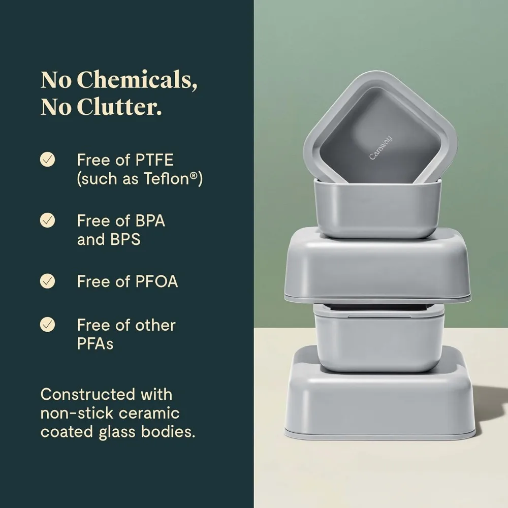 Glass Food Storage Set 14 Pieces Ceramic Coated Food Containers Easy to Store Non Toxic Lunch Box Containers