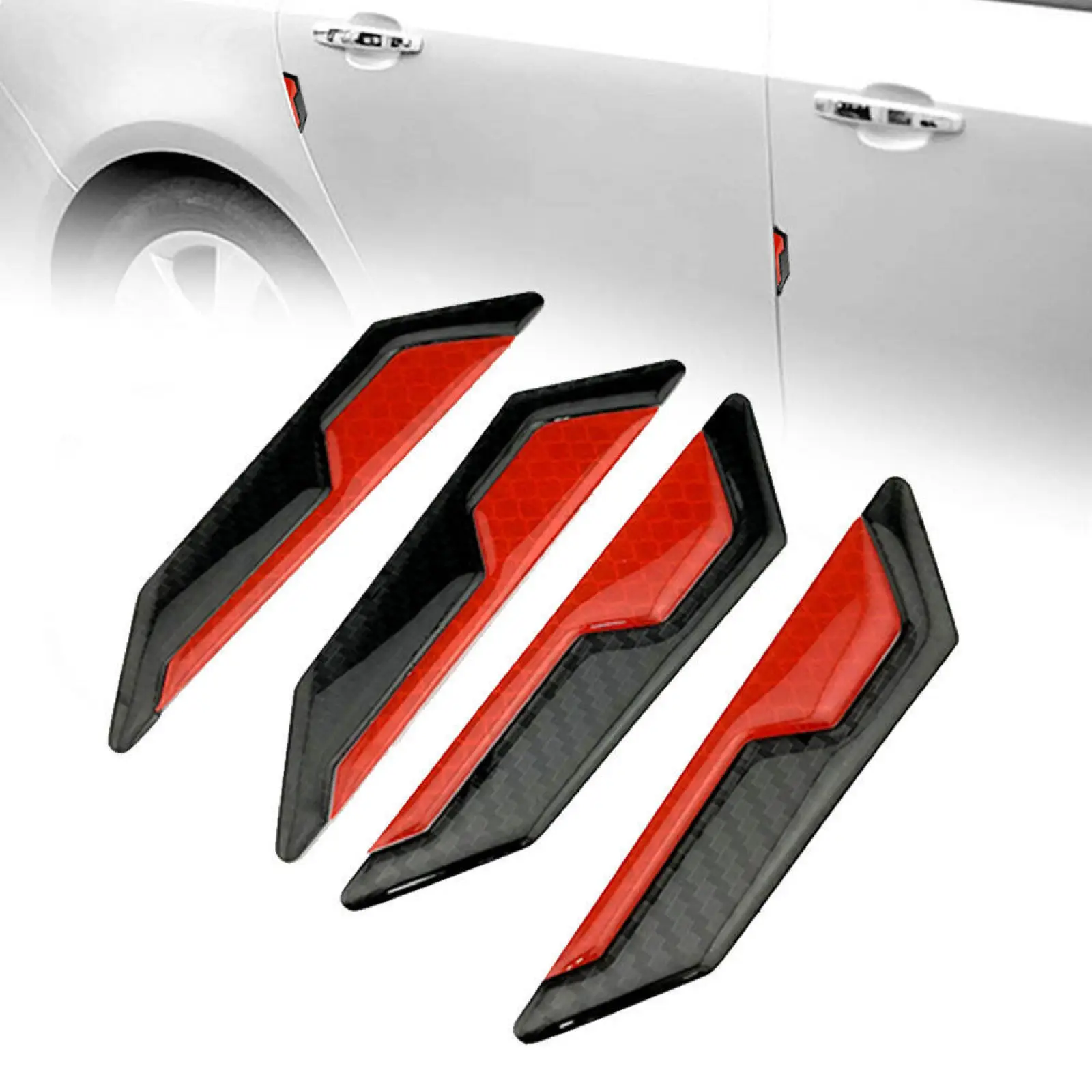 

4Pcs Reflective Warning Door Side Edge Protection Anti-collision Anti-Scratch Protector Glue Stickers For Auto Car Accessories