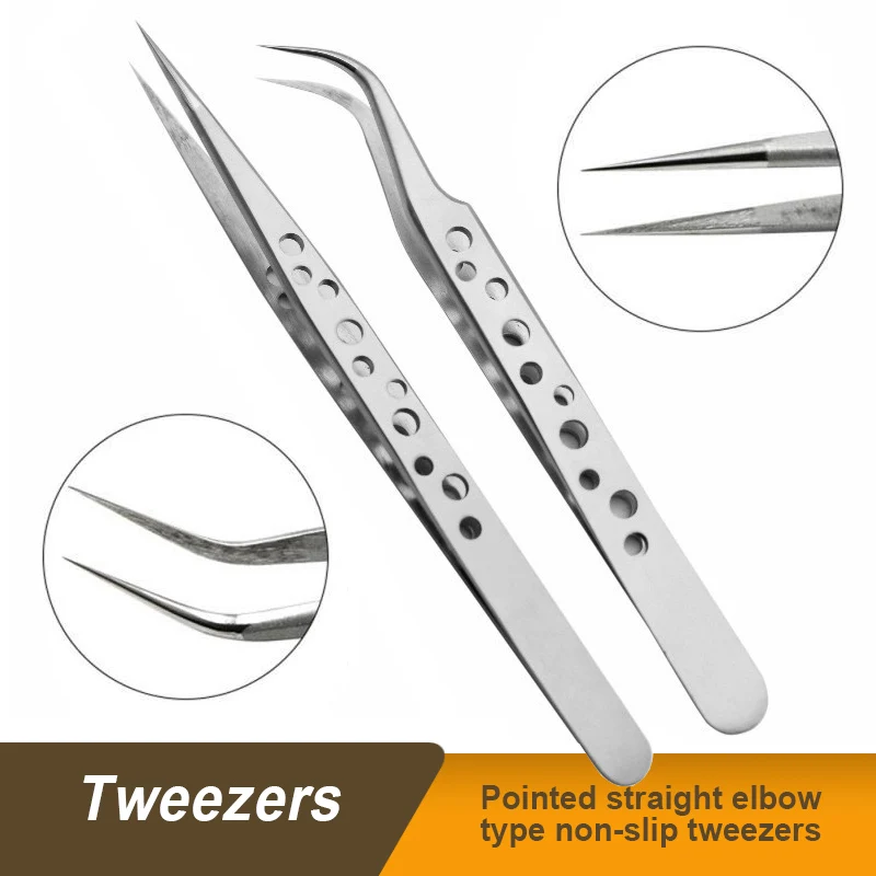 Precision Anti-skid Antistatic Tweezers Stainless Steel