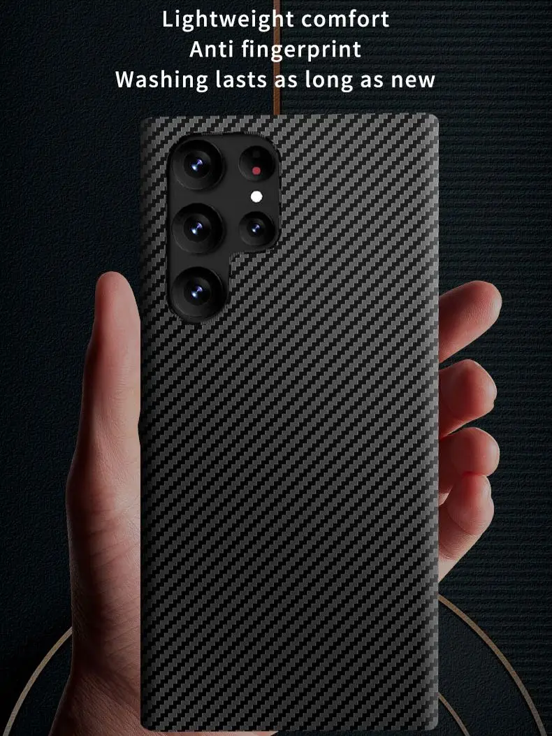 

YurKem Carbon Fiber Shockproo Phone Case For Samsung Galaxy S22 Plus S23 Ultra S21 FE A54 A52 A53 Wireless Charger For Samsung