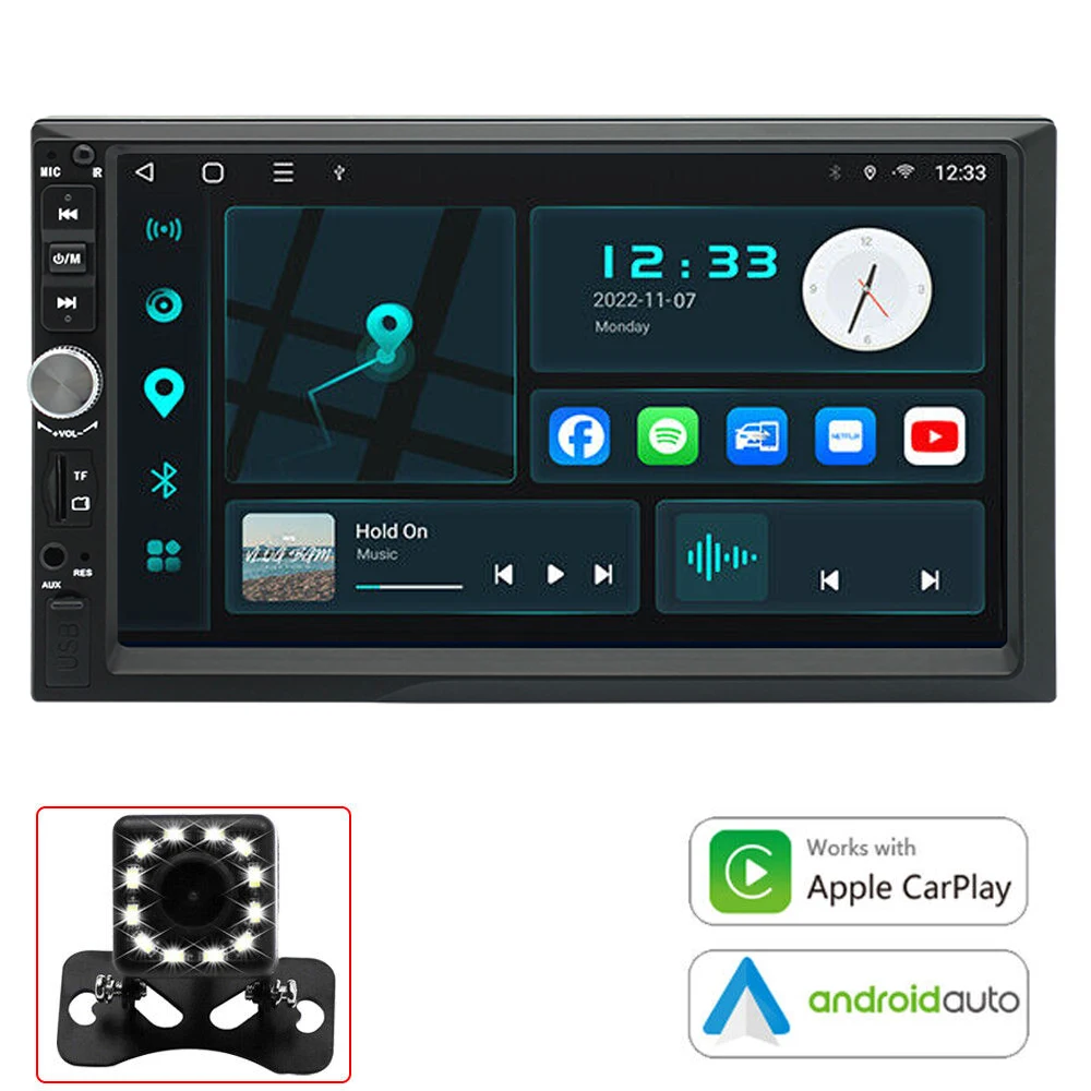 2Din 7" Car Radio Apple Carplay Autoradio Stereo Receiver Touch Screen Bluetooth Fm Sd Usb Tf Hd Mp5 Player Autoradio Universal