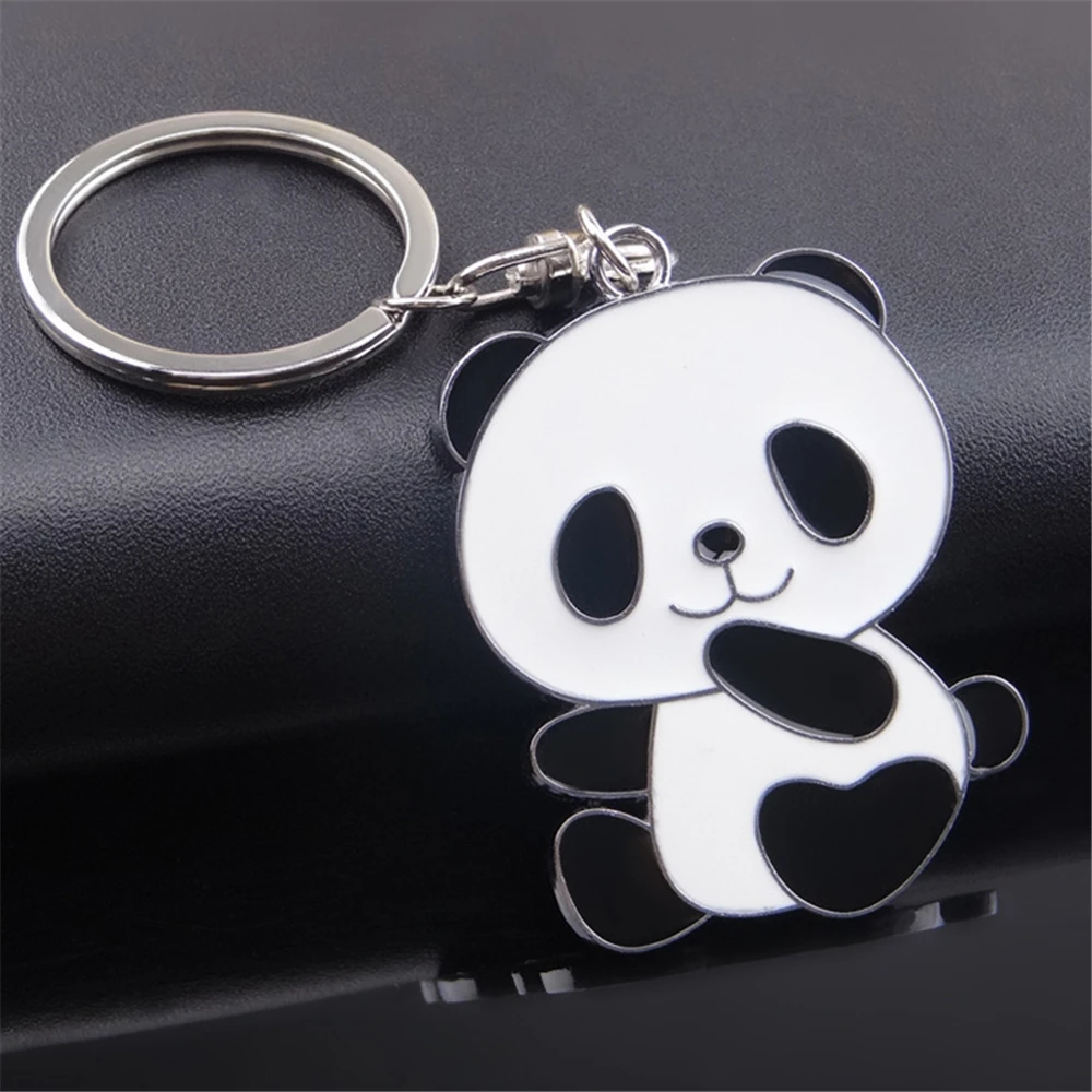 Nuovo Simpatico Cartone Animato Panda Portachiavi Charms Portachiavi In Acciaio Inossidabile Ornamenti Zaino Portachiavi Accessori Regalo