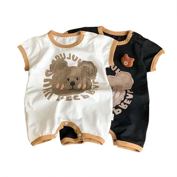 Neonato Ragazzo Ragazza Stampa Pagliaccetto Neonati unisex Estate Solid Tutina Tuta Abiti Vestiti 1