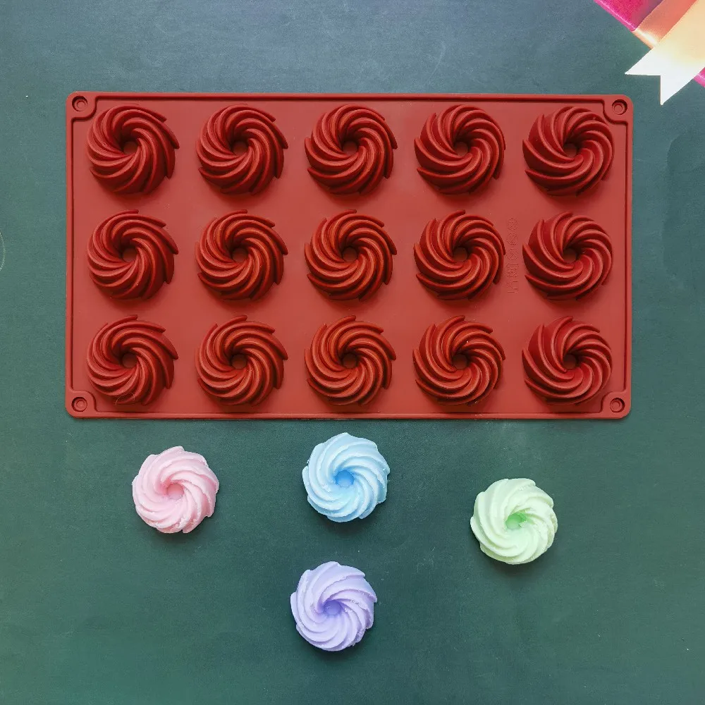Mini Spiral Shaped 15 Cavity Silicone Cake Molds DIY Baking Dessert