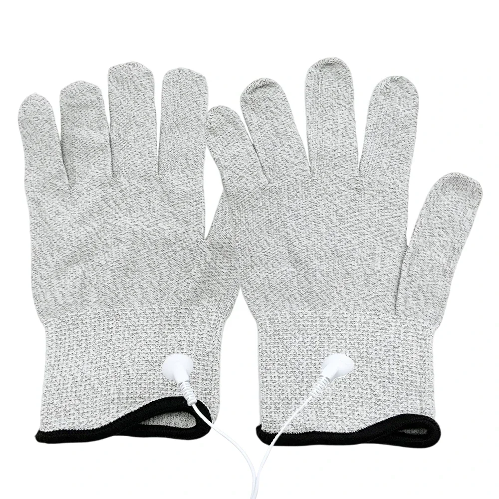 Massage Scrub Gloves Massage Tool Conductive Silver Fiber Gloves Massage Electro Shock Bio Gloves With Wire for Pulse Massager Electric Acupuncture Tens Device