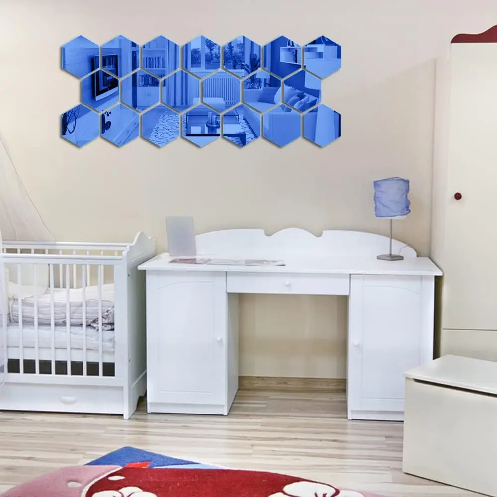 Wall Stickers 6/12pcs 3D Mirror Wall Stickers Hexagon Shape Acrylic Removable Wall Sticker Decal DIY Home Decoration Art Mirror Ornaments