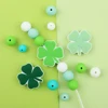 5PCS Silicone Focal Beads Leaf Four-leaf Clover Shape Silicone Loose Beads FBA Free DIY Jewelry Keychain Necklaces Accessories 3