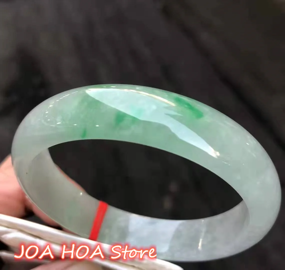 New Genuine Natural Myanmar Jadeite Floating Emerald Green Jade Bracelet Rare Bangle Exquisite Women's Handring Jewelry
