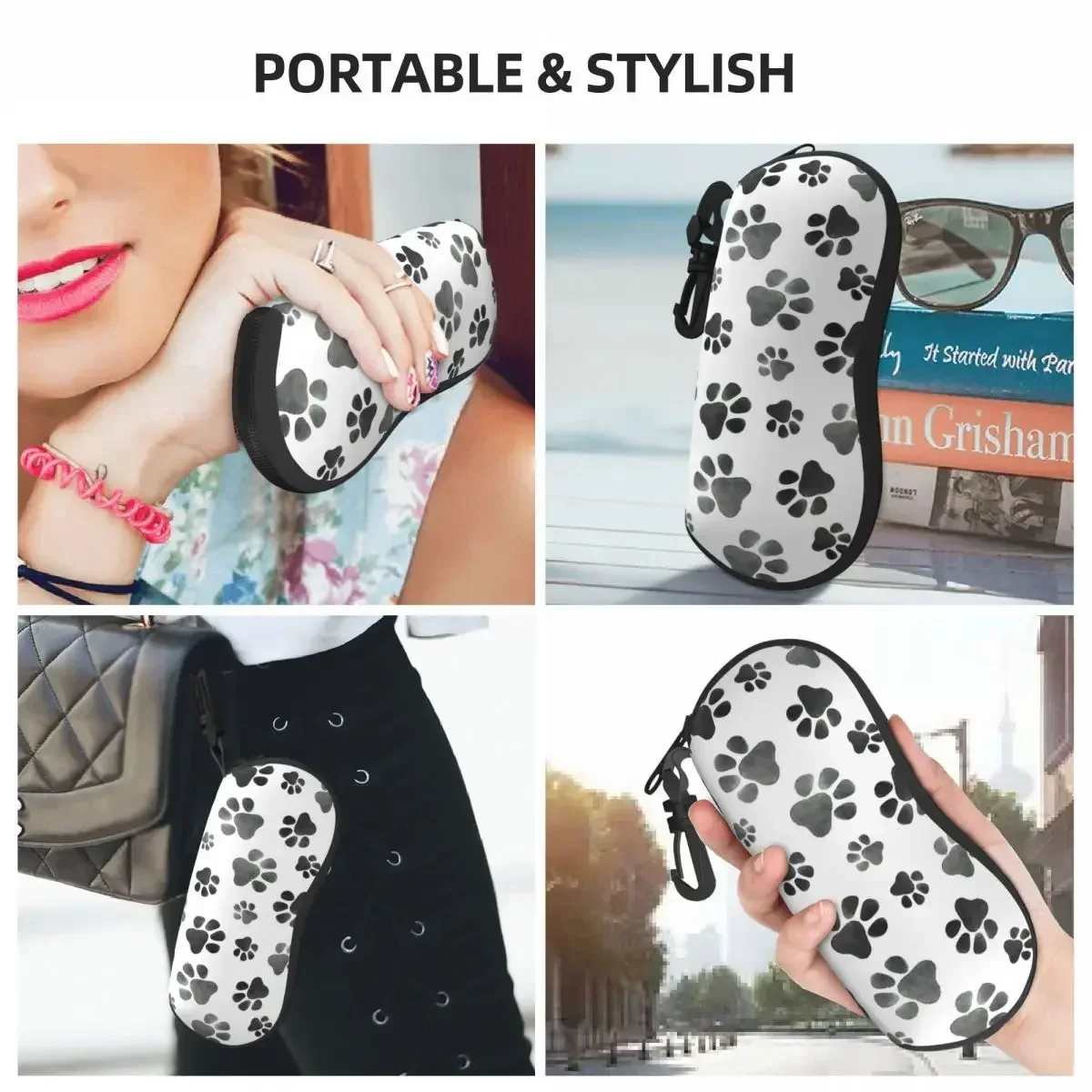 Dog Paw Pattern Glasses Case Lightweight Eyewear Storage Box Outdoor Travel Portable Anti-Pressure Sunglasses Case Pouch