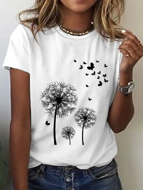 3D Sunflower Women's floral print T-shirts, round neck T-shirts and Floral print, women's T-shirts HUAD-A14