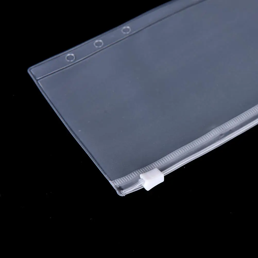 A5/A6 PVC Transparent Zip Lock Envelope Binder Pocket Refill Organiser Stationery for 6 Holes