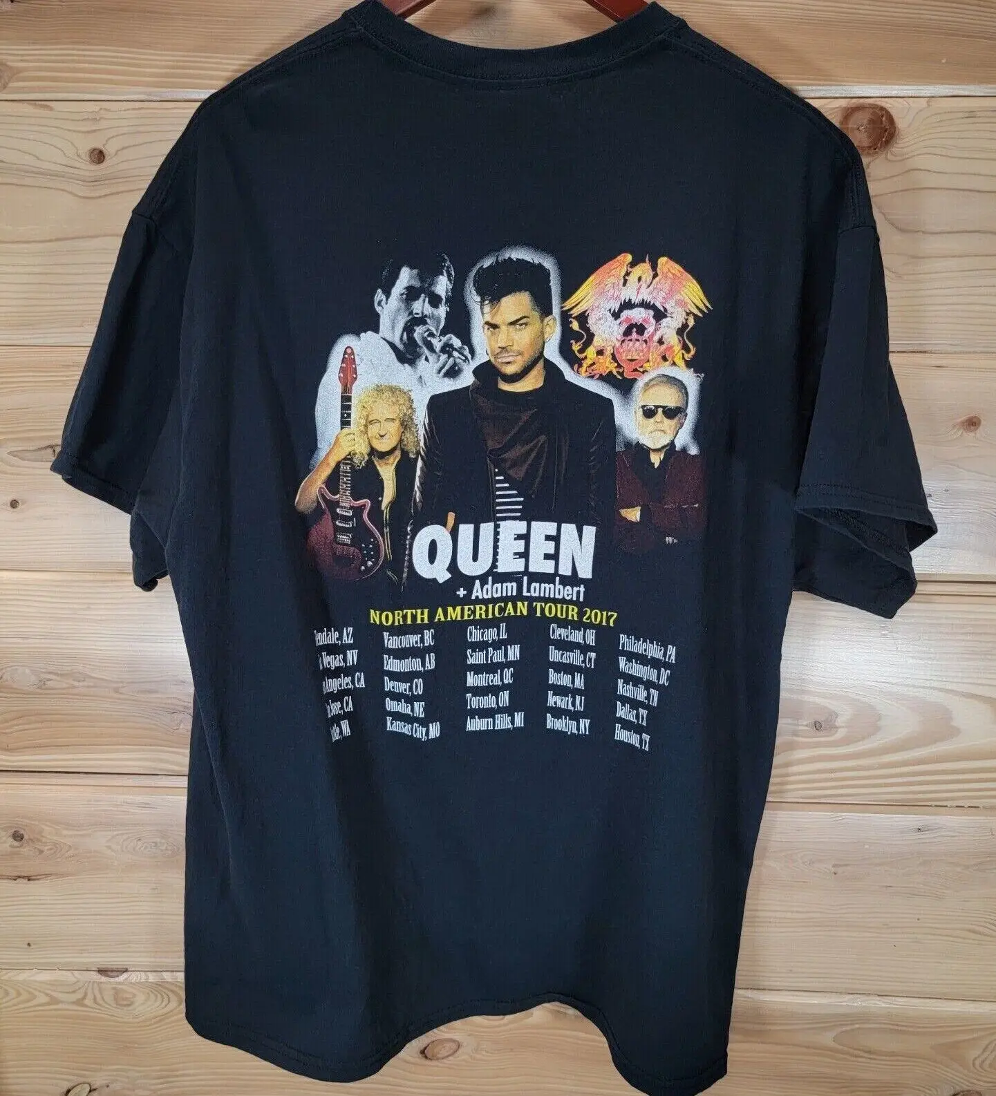 T-Shirt Queens Adam Lambis 2017 Tour Band Double Sided Black Size Xl Pin Hole Maniche Lunghe O Corte