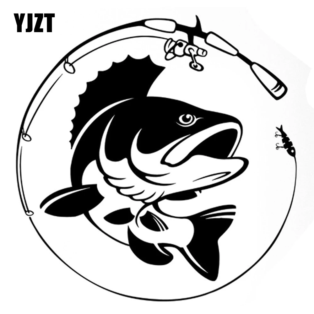 YJZT  Fishing Rod Hobby Fish Waterproof Decal Vinyl Car Sticker S9-0145