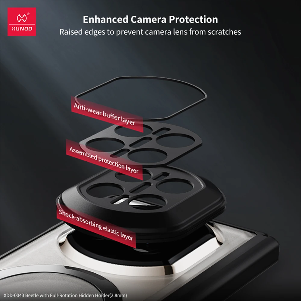 Xundd Magnetic Holder Case with 360° Adjustable Ring Stand and Matte Transparent Back Cover