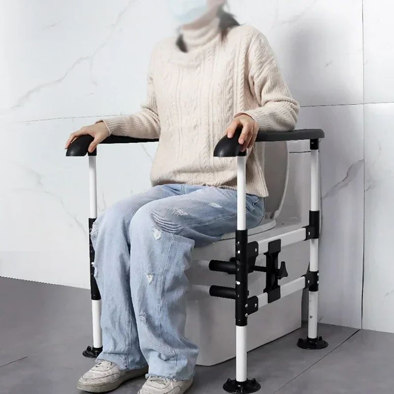 No-Punch Toilet Rail Armrest, Elderly Home Auxiliary Railings, High Carbon Steel Holder, Easy Install Safety Bracket 3