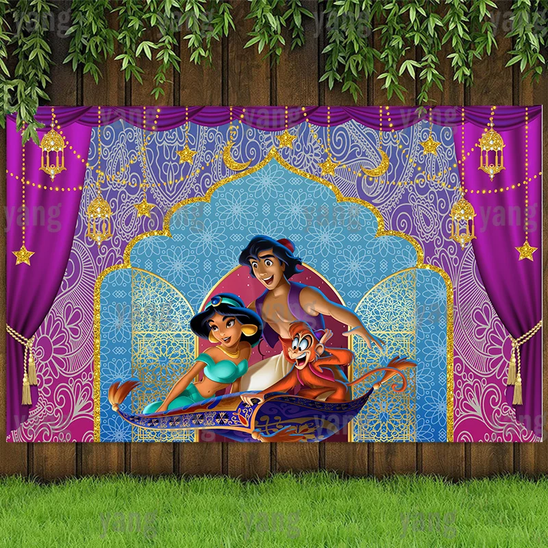 DisneyPrincessJasmineAladdinMagicCarpetLampWeddingBackdrop