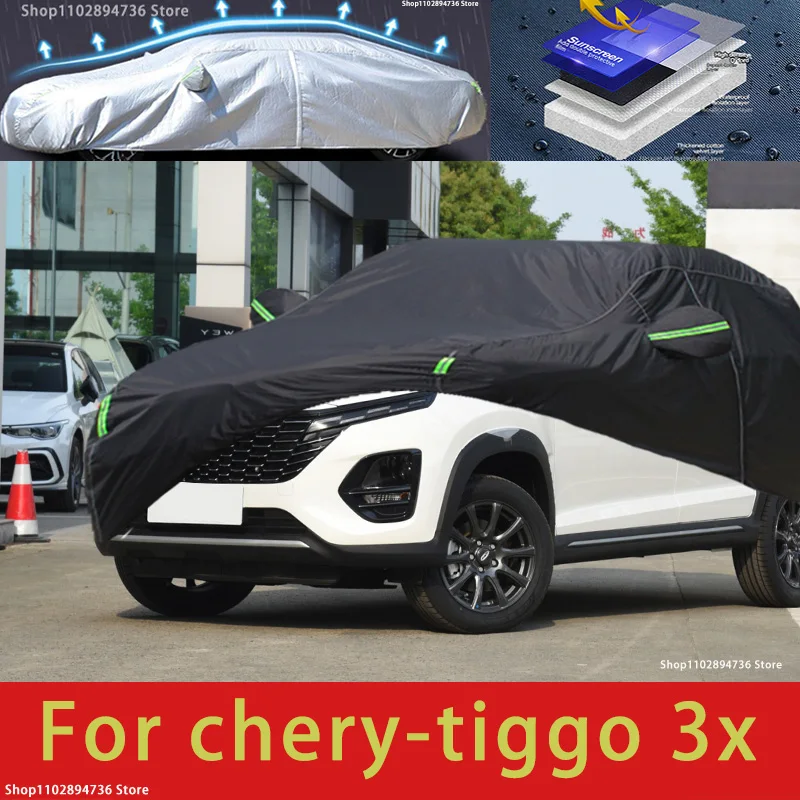 

For chery tiggo 3x fit Outdoor Protection Full Car Covers Snow Cover Sunshade Waterproof Dustproof Exterior black car cover