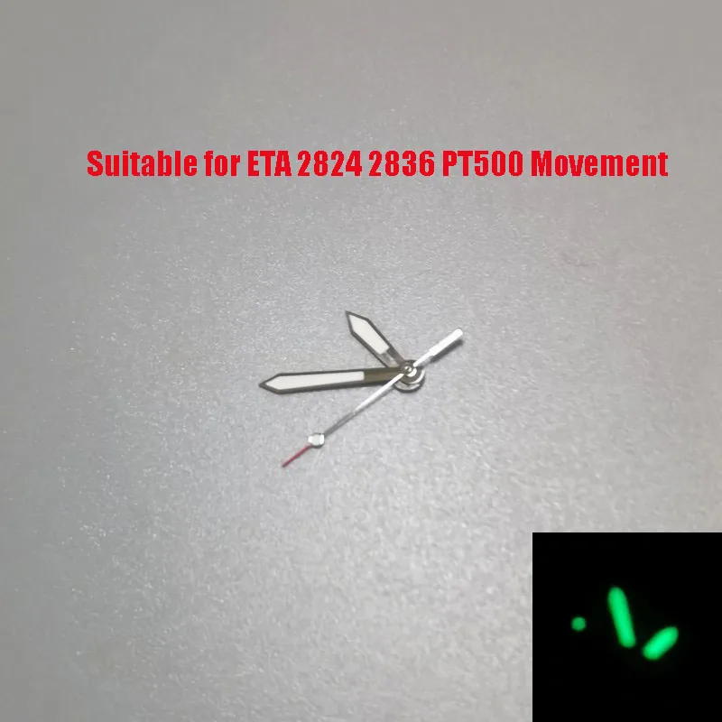 

Mod Silver Green Luminous Aviator Sword Watch Hand Pointer Needle For ETA 2824 2836 PT5000 Movement