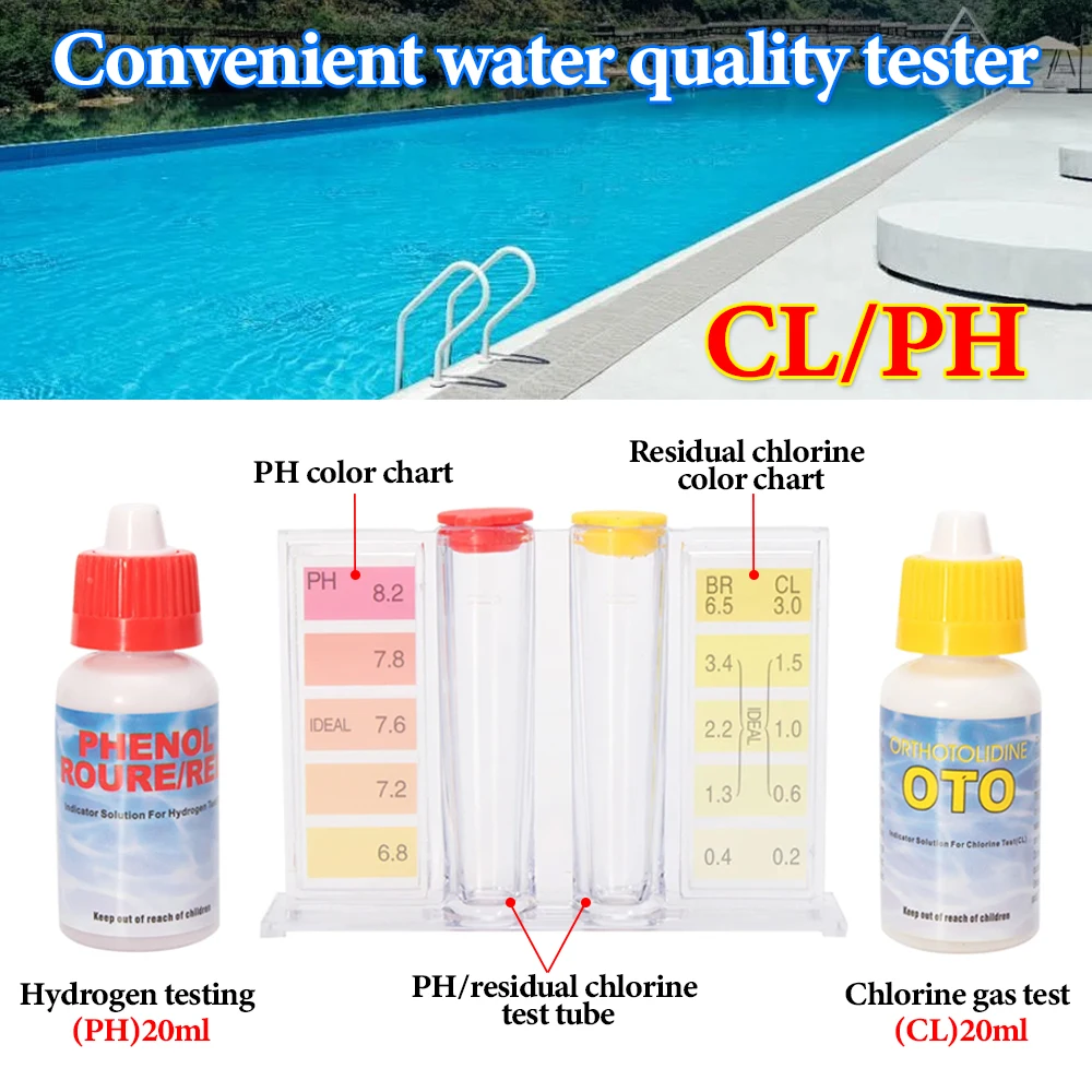 PH Chlorine Water Test Kit Tester Hydrotool Testing Kit Swimming Pool Hydroponics Aquarium Accessories water tester water quality detector