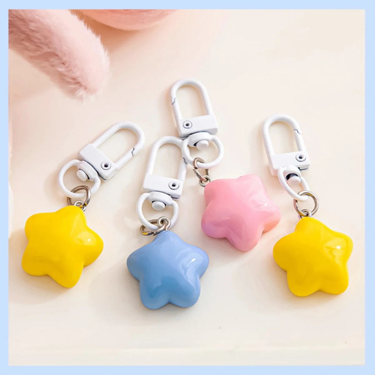 Key Rings Key Chains Key Chain Accessories 1 PCS Cute Yellow Pink Stars Keychain Pendant Keyring For Girls Backpack Charm Headphone Case Accessory Creative Gifts key rings,key chains,key chain accessories