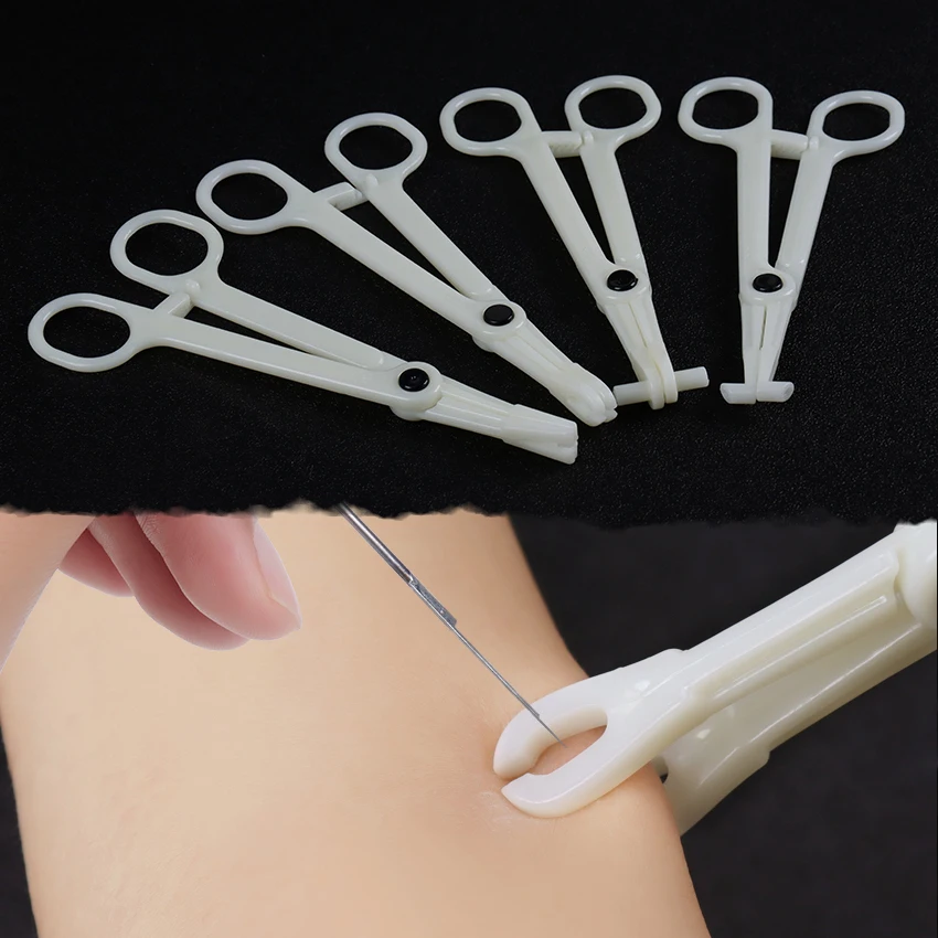 25pcs Disposable Piercing Clamps Sterile Round Open Plier Ear Nose