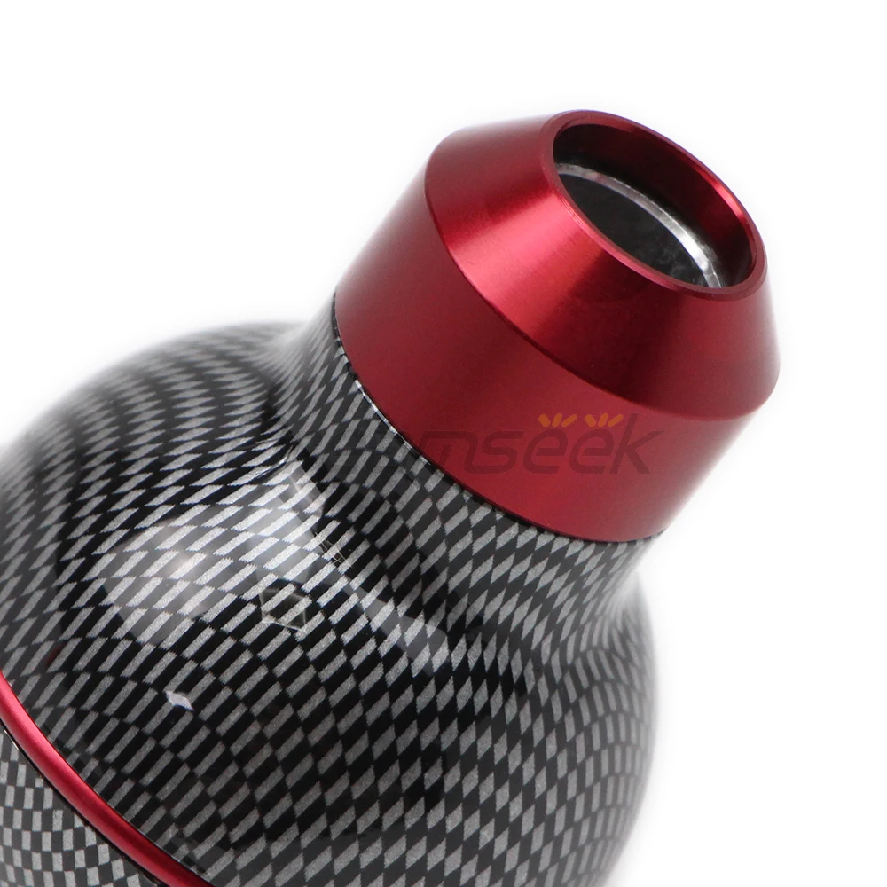 Gear Shift Knob 5 Speed Universal Car Manual Lever Stick Shifter Head Ball Wood Red Color / Red Carbon Fiber Style Aluminum Auto