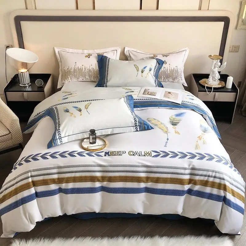 

High Quality Cotton large version flower luxury Bedding Sets cotton Duvet Cover Bed Sheet Pillowcases Flatsheet Queen King size