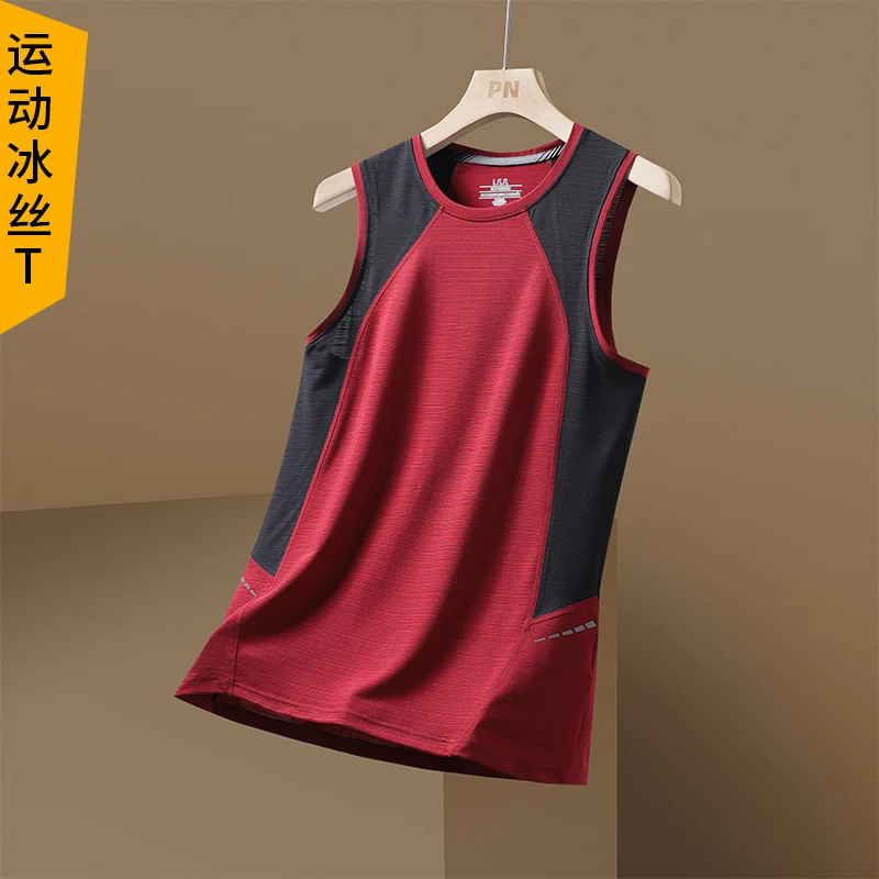 

Summer Round Neck Loose Casual Patchwork Tank Top Male Sleeveless Quick Drying Sporty Tee Hombre Comfortable All-match Vest Men