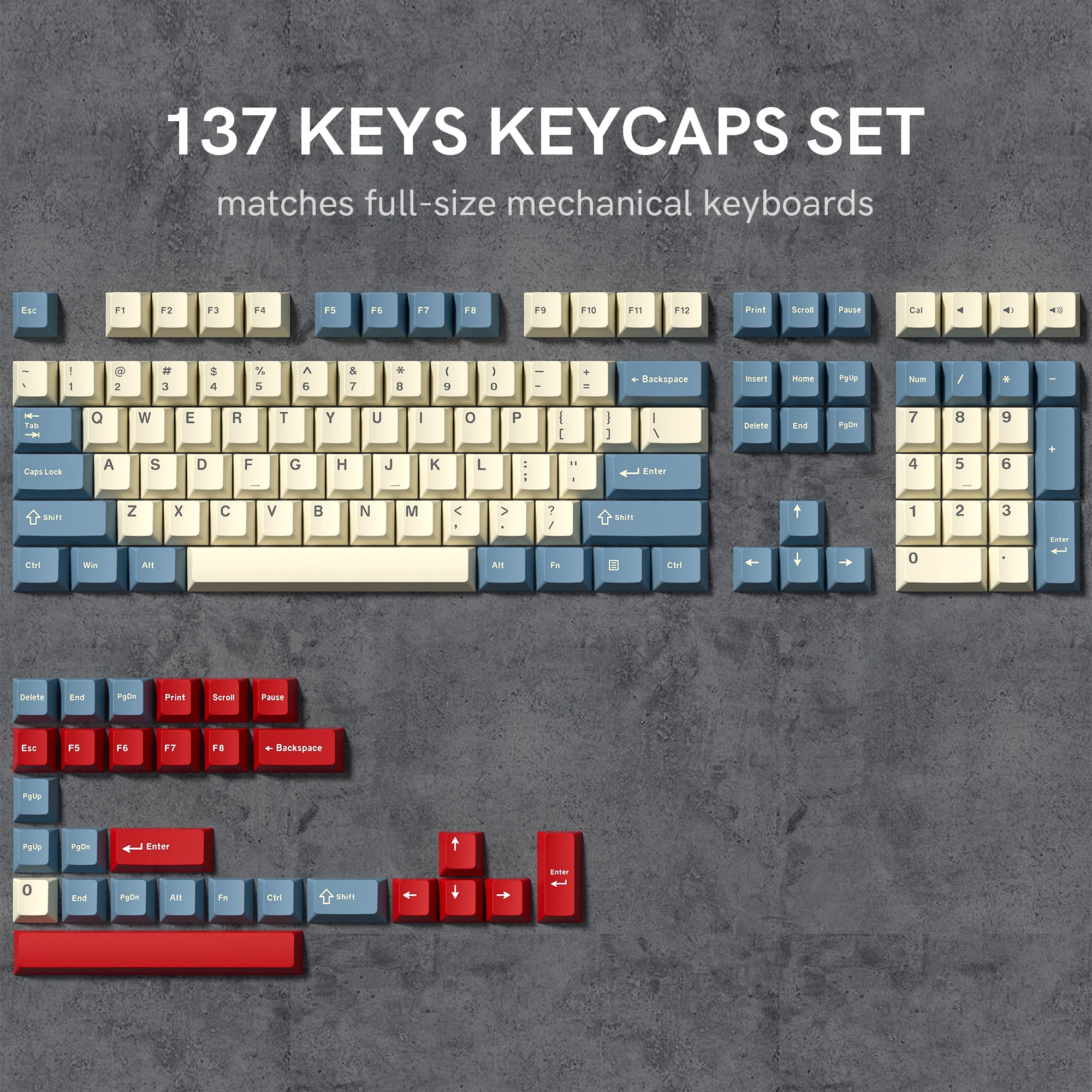 LQXQ Keycaps 138 Double Shot, Cherry PBT Capuchons De Touches De