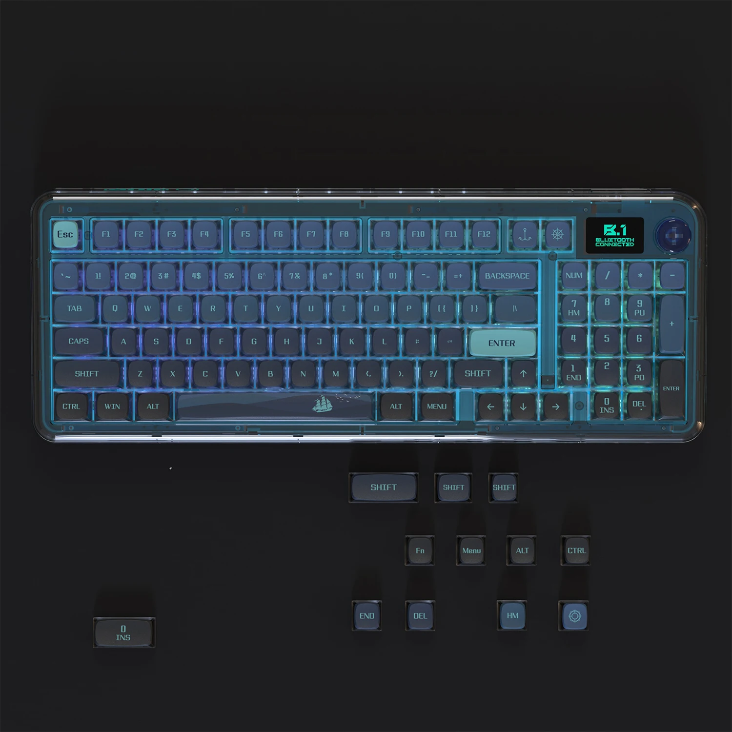 PIIFOX XDA 키캡 PBT 키캡, 열 승화 투명 108 키, ASA 키캡-네비게이터