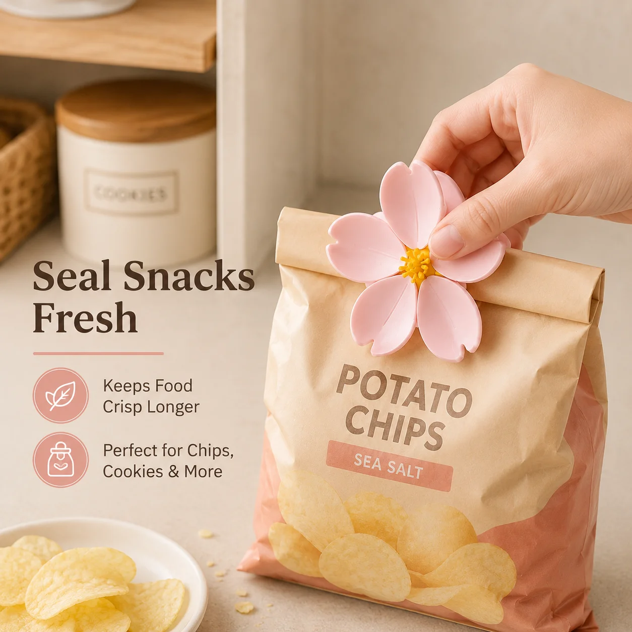 꽃잎 자석 냉장고 씰링 클립 2/4/6PCS 사쿠라 꽃 스낵 식품 봉투 씰링 클립 냉장고 보관 자석 클립 장식