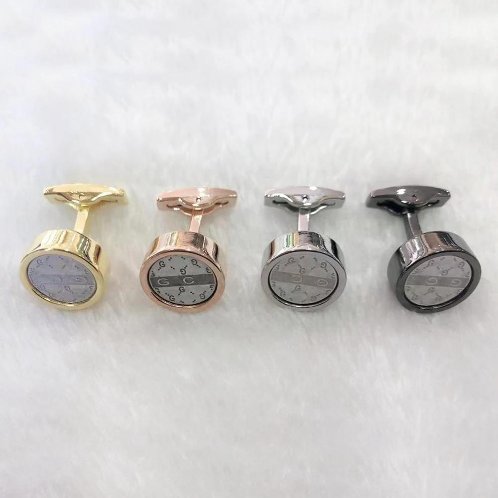 

MAS Luxury G_C Classic Design Cuff Link With G Letter Round Copper Stamping And Four Colors Surface Cufflinks Button Box