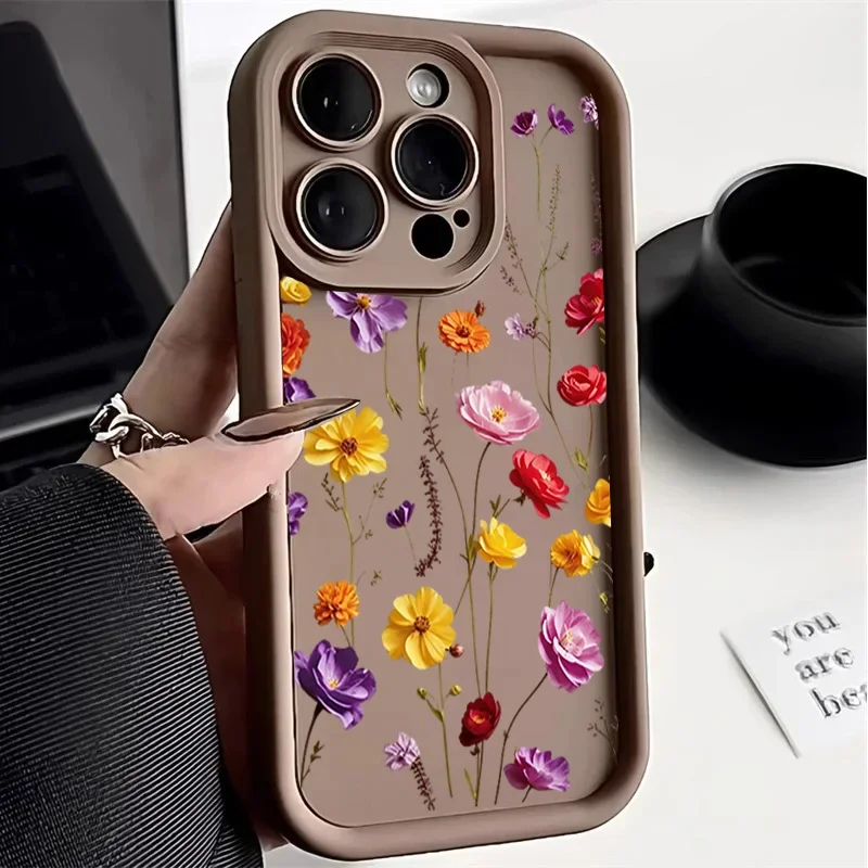 Luxury Burgundy Flower Matte TPU Shockproof Phone Case