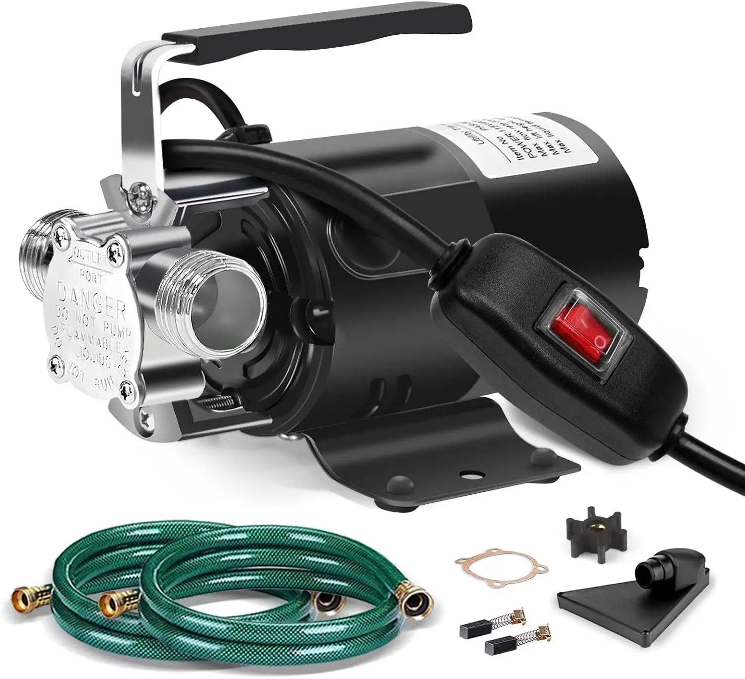 Water Transfer Pump 115V 1/10HP Electric Utility Pump with On/Off Switch 2 * 6 ft Water Hoses Kit for Removing