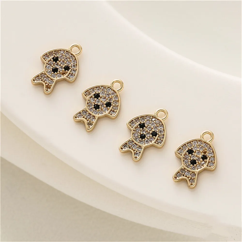 

14K gold covered zirconia cute poodle pendant diy accessories handmade bracelet necklace jewelry charm pendant