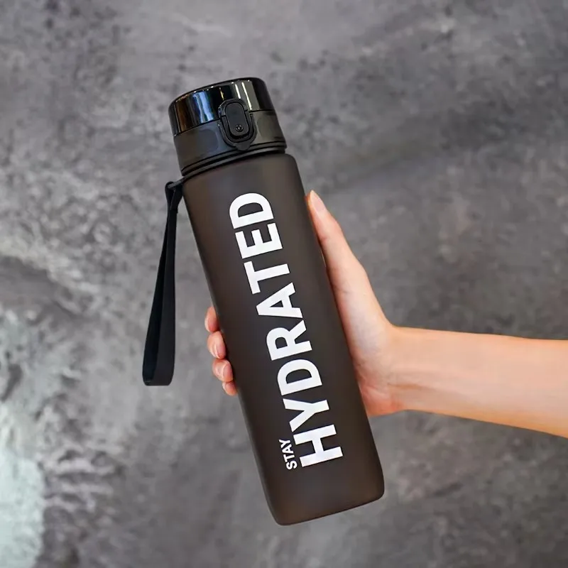 1000ml Gradient Sports Water Bottle with Time Marker - Leak-Proof & Durable