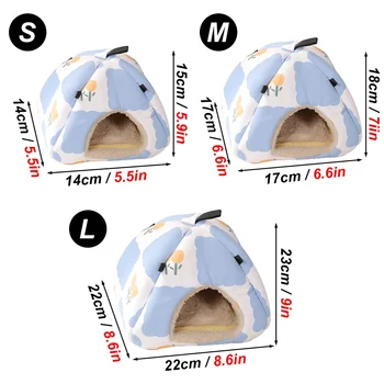 Winter Warm Print Pet Product Small Animal Pet Hamster House Sleeping Bed Cartoon Golden Bear Bird Rabbit Rat Parrot Cotton Nest 5