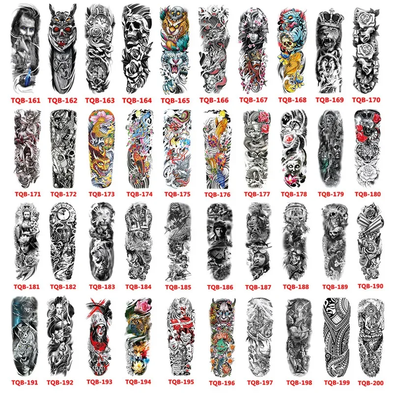 Waterproof Temporary Tattoo Sticker Totem Geometric Full Arm Large Size Sleeve Tatoo Fake tatto flash tattoos for men women 6