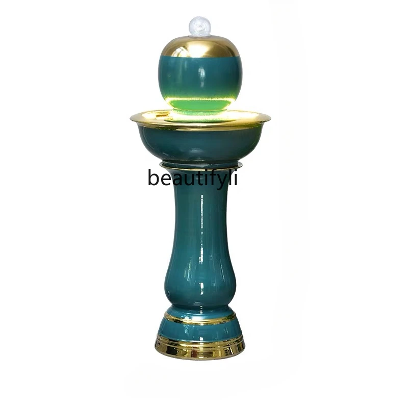 

New Chinese Jingdezhen Ceramic Flow Water Bottle Circulating Water Floor Ornaments Living Room Home